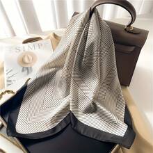 Elegant Red & White Striped Square Scarf – Lightweight Polyester, Versatile Neck Wrap, Headscarf & Fashion Accessory For Women, Stylish Casual Weekend Scarf, Sophisticated Texture, Perfect For Daily Wear, Parties, Travel, Soft Comfortable Fabric - 紅色 - 查看 4