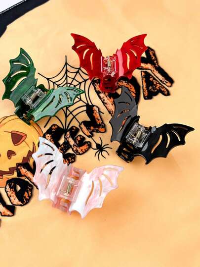 1 مشبك شعر على شكل خفاش لتثبيت الذيل، مشبك شعر بنكي لنساء وفتيات، إكسسوارات شعر أنيقة لليلة هالوين