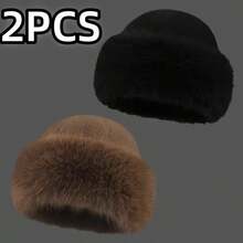 1/2pcs Women's Thickened Warm Hat For Autumn/Winter - Fashionable Appearance, Mongolian Style Thick Hat, Comfortable And Warm For Outdoor Activities In Cold Weather - Multicolor - View 1