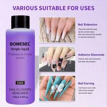 30毫升/60毫升/120毫升美甲丙烯酸液态单体 - 专业丙烯酸液态单体美甲延长液美甲系统套装，适用于速干丙烯酸美甲延长，含丙烯酸美甲刷，适用于丙烯酸美甲延长，美甲系统套装，速干丙烯酸美甲延长，适合初学者在家DIY，专业美甲沙龙使用，丙烯酸按压式美甲贴片 - 彩色 - 查看 6