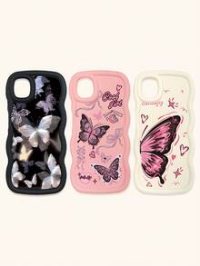 Bộ 3 ốp lưng điện thoại chống sốc hình bướm, viền lượn sóng 3D nổi bật, ốp lưng TPU thời trang, họa tiết lượn sóng sáng tạo và phong cách, bảo vệ toàn diện, chống rơi vỡ, có màu đen, be và hồng, tương thích với iPhone Air/17/17 Pro/17 Pro Max, tương thích với iPhone 13, các dòng điện thoại khác. - Nhiều màu - Xem 50