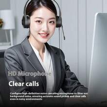 Lenovo E01 Wired Headsets Headphones With Microphone Noise Canceling Earphones With Microphone Specialized For Call Center Customer Service Use With Computers - Black - View 4