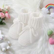 Baby Boys Girls Knitted Shoes Soft Sole First Walking Socks Comfortable Indoor Booties - trắng - Xem 5