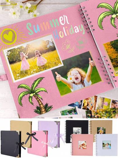 8x8 英寸复古创意蝴蝶结丝带剪贴簿相册，30 张/60 页，有意义的 DIY 回忆录笔记本礼物、备忘录、留言簿、婚礼和周年纪念、家庭相册、旅行、生日和手工艺品，非常适合您的 DIY 剪贴簿艺术和手工艺品，6.69 英寸 20 张/40 页相册