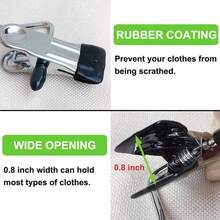 16CS Portable Clothes Hook Clips, Laundry Hooks, Stainless Steel Hanging Clothes Clips, Clip Hanger Rack For Wardrobes, Travel, Socks, Pants, Hats, Towels, Etc. (Black) - 黑色 - 查看 7