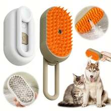 1-Piece Pet Steamer And Massaging Comb, Cat And Dog Fur Cleaning Tool, No Need To Wash Pet Steamer Comb, No Rinse Steam Massage Comb One-Button Brush, USB Charging, Suitable For Cats And Dogs, Daily Care Tool, Portable Hair Beauty Tool. - màu trắng sữa - Xem 1