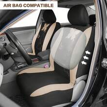 5 Seat Cloth Butterfly Car Seat Covers Full Set Fashion Universal Lady Woman Female Rear Solid Bench Cover - Màu be - Xem 2