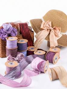 10 Yards/Roll 0.98inch Ruffle Lace Pleated Ribbon, Flower Bouquet Cake Packaging Ribbon, DIY Handmade Materials, Decor For Wedding Birthday Party Gift Ribbon (Please Note That For Ease Of Transportation, The Product Does Not Include Rollers)