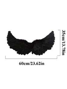 3 件套天使翅膀套装，适用于万圣节、光环头带和带羽毛翅膀的魔杖、女孩仙女服装装扮、圣诞派对照片道具 - 白色 - 查看 10