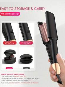 UKLISS 五档温度波浪卷发棒 | 120–200℃液晶显示屏防烫卷发器 – 快速加热造型器，适用于迷你卷发、长发和短发，女士圣诞礼物