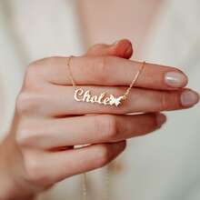 Personalized Symbols Name Necklace * Dainty Name Necklace * Butterfly, Snowflake, Paw, Bow, Star, Religious Symbols * Personalized Gift - Multicolor - View 6