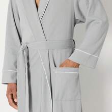 Essentials Men's Lightweight Waffle Bathrobe (Available In Big & Tall) - 淺灰色 - 查看 4