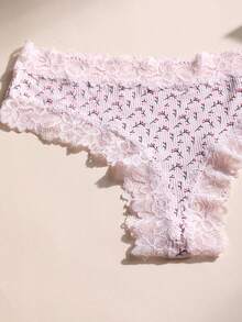 5pcs/Pack Women's Sexy Lace Patchwork Seamless Low-Rise Thong Panties, Soft, Comfortable, Breathable, Suitable For Yoga, Sports And Daily Wear