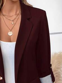 Roll Tab Sleeve Single Button Blazer Office Attire For Women Business Casual Woman Women's Casual Blazers Open Front Long Sleeve Work Office Suit Jackets Blazer Business Casual Outfits