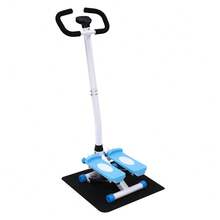 Blue & White Fitness Stepper Machine With Handlebars, Adjustable Resistance Home Stepper With Base & Stability Bars For Low Impact Cardio - Blue and White - View 3