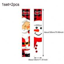 1set (2pcs) - Christmas Couplets, Snowman Old Man Pattern Door Curtain Banners, Christmas Holiday Room Door Decorations, Party Home Courtyard Outdoor Garden Decoration Paintings And Hanging Fabrics, Christmas Party Atmosphere Decoration Supplies