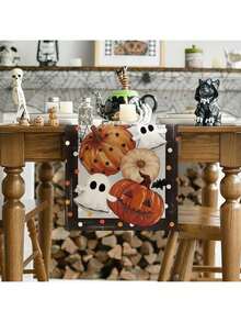 1 pièce Décoration de table d'Halloween, citrouille Jack-O'-Lantern, fantôme, toile d'araignée, chat noir, points, décorations intérieures et extérieures pour la maison, la cuisine et la salle à manger pour les fêtes