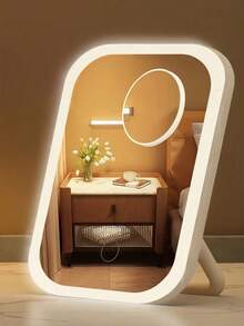 مرآة الزينة المضاءة ذكية قابلة للتعتيم بشاشة اللمس، مرآة زينة لطاولة الاستعداد، غرفة النوم، غرفة تبديل الملابس، مرآة قابلة للدوران 360 درجة، قابلة لإعادة الشحن عبر منفذ USB، هدية عيد الحب، هدية عيد الام، هدية للبنات