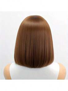 Brown Hair Heat Resistant Chemical Fiber Wigs Daily Wear Women Wigs Sweet Cute Wigs Prom Party Wigs Natural Hair - 棕色 - 查看 10