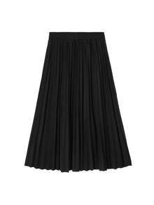 韩版秋冬新款弹力百褶裙，显瘦垂坠A字中长裙，百搭 - 黑色 - 查看 3