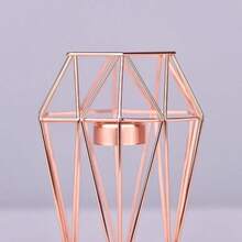 Metal Ornaments Candlestick Container Polygonal Geometry Iron Candlestick - Multicolor - View 5