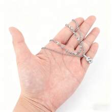 2件套新款泡泡字母银色不锈钢唇链项链，女士款 - 銀色微鑲 - 查看 3