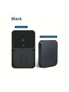 智能无线门铃，可视门铃摄像头，高清可视门铃，配备2.4G WiFi安全摄像头，适用于家庭安防，功能包括夜视、变声、拍照/录像、双向语音、门铃声（无WiFi）、可充电、APP控制 - 黑色 - 查看 14