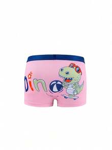 4pcs/Set Young Boy Cartoon Dinosaur Print Boxer Briefs, Children Underwear Shorts Set