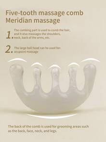 1pc 5-Tooth Head Massage Comb, Portable & Practical Resin Head Massage Tool, Hair Massage Comb For Meridian Massage - White - View 4