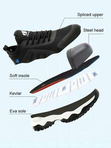 Steel Toe Safety Shoes, Men's Work Sneakers, Easy To Wear Work Safety Boots, Breathable Sports Shoes, Men's Work Boots, Men's Work Safety Shoes, Men's Safety Boots, Anti-Crush Work Shoes, Steel Toe Shoes, Men's Work Boots, Anti-Puncture Safety Sports Shoes, Men's Shoes, Men's Shoes, Shoes, Men's Safety Shoes, Men's Shoes, Safety Shoes, Work Boots, Steel Toe Sports Shoes, Steel Toe Boots, Work Shoes, Comfortable Steel Toe Boots, Hiking Shoes, Outdoor, Men's Shoes, Men's Work Sneakers - Black - View 9