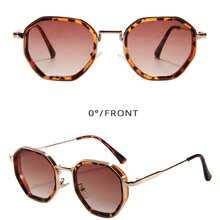 نظارات جديدة بإطار صغير ذو شكل متعدد الأوجه عصرية، ذات معبد معدني مصمم بسيط وشامل، مناسبة للارتداء اليومي وحفلات العطلات