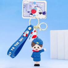 1PC Cartoon Pilot Keychain, Pilot And Stewardess Doll Bag Pendant Keychain, Also A Creative Small Gift For Friends - 彩色 - 查看 9
