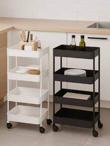 Carrito Organizador de 4 Niveles con Ruedas Giratorias, Estante Multifuncional para Cocina, Baño y Oficina