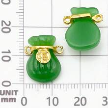 5/25 件中国风古法金油滴吊坠小仿玉绿福袋形状饰品手工 DIY 项链小吊坠首饰配件 - 綠色 - 查看 14