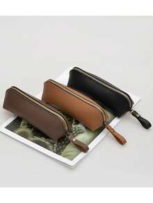 1 pezzo Astuccio alla moda in pelle/PU vintage, portamonete, custodia per cancelleria, organizer per forniture scolastiche