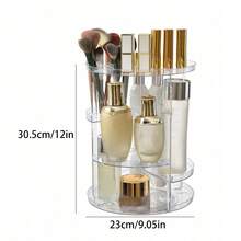 1pc Acrylic 3-Layer Rotating Cosmetic Storage Box: Your Bathroom Or Bedroom - 360° Rotating Design For Easy Access. - Multicolor - View 1