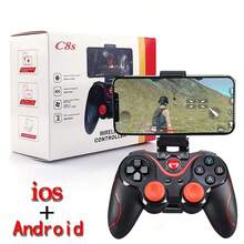 El mango de juego Bluetooth inalámbrico está conectado directamente al sistema iOS android. La batería tiene una larga vida útil y es adecuada para computadoras móviles - Negro - Ver 9