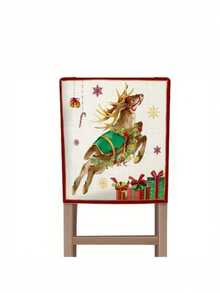 1 pièce Housse de chaise renne de Noël, housse de chaise décoration sapin de Noël Père Noël, décoration hivernale, décoration de Noël, décoration quotidienne de la maison, chaise de fête, décoration saisonnière, thème de Noël, texture douce, matériaux de haute qualité, housse de chaise décorative décorations de Noël décoration de la pièce