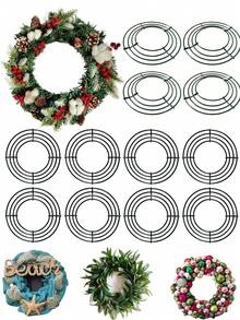 1个圣诞花环，金属花环框架，铁丝花环环，工艺花环框架，未完成花环，适合DIY圣诞节、婚礼、节日花环、墙面家居装饰、圣诞节、新年派对家居装饰DIY（绿色） - 彩色 - 查看 5