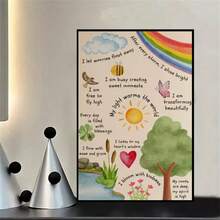 1 pieza Póster de afirmaciones para niños, Afirmaciones "Yo Soy" para niños, Pósteres de aprendizaje, Póster Montessori, Afirmaciones para niños, Salud mental infantil, Autoestima, para decoración de sala de estar, dormitorio, habitación de niños, arte de pared vintage sin marco