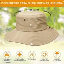 AI-PIKA Sombreros del Sol para Hombre,Sombreros para Hombre con Protección UV UPF 50+,ala Ancha,Impermeables,Transpirables para Ciclismo,Acampar,Pescar,Caminar - Caqui - Ver 3