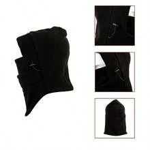 2件套冬季保暖抓绒针织拉法帽围巾男女通用，户外骑行滑雪面罩颈部保暖头套