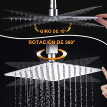 CASAMIEL Regadera Cuadrada de 8 Pulgadas, Cabeza de Ducha de Lluvia de Alta Presión con Acero Inoxidable Anticorrosivo, Cabezal de Ducha de Baño Ahorro de Agua - 8 Pulgadas - Ver 2
