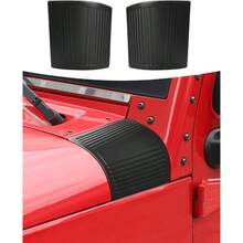 - Cubierta exterior de cubierta para JK JKU Unlimited Rubicon Sahara X Off Road Sport, protectores de esquina, capota lateral del motor, accesorios exteriores - Negro - - Ver 1