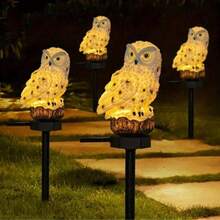 Solar Owl Garden Light - LED Resin Statue, With Matte Metal Finish, Is Very Suitable For Fence, Lawn, Sidewalk And Terrace Decoration, Including Installation Hardware And On/Off Control