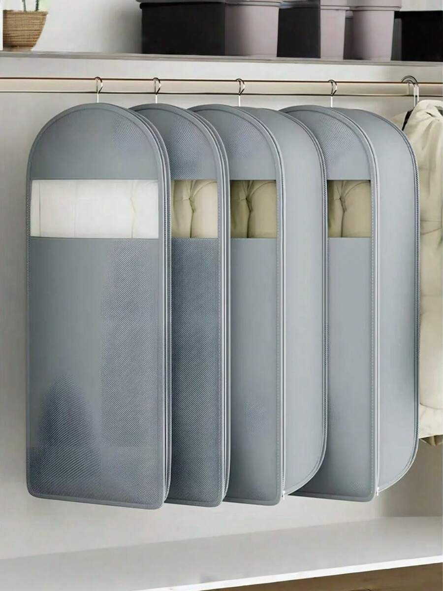 1pc Space-Saving Self-Compression Hanging Clothes Bag, , Zipper Closure, Clothing And Down Jacket Hanging Compression Storage Bag, Wardrobe Organizer, Wardrobe Organizer For Travel, Home, Or Commercial Use, Clothing Storage