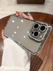 奢华电镀水钻透明手机壳适用于 17 Pro Max 17 Pro 16 15 14 13 12 Pro Max 14 15 16 Plus 11 17 13 闪光镜头保护套 - 銀色 - 查看 5