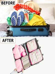 7pcs/Set Travel Packing Cubes Luggage Organizer Bags For Clothes, Shoes, Underwear