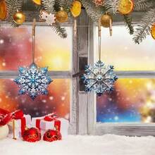 Kreative blaue Schneeflocke-Themen-Dekoration Weihnachts baum party dekorative Schrank anhänger aus Holz