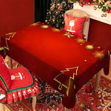 1/20 pièces Nappe de Noël, fond rouge luxueux orné de boules de Noël dorées et d'un motif d'arbre de Noël. Nappe créant une atmosphère de Noël joyeuse. Convient pour la décoration de fête, la table de cuisine et salle à manger à la maison, la décoration d'intérieur, pour créer une ambiance confortable et raffinée.